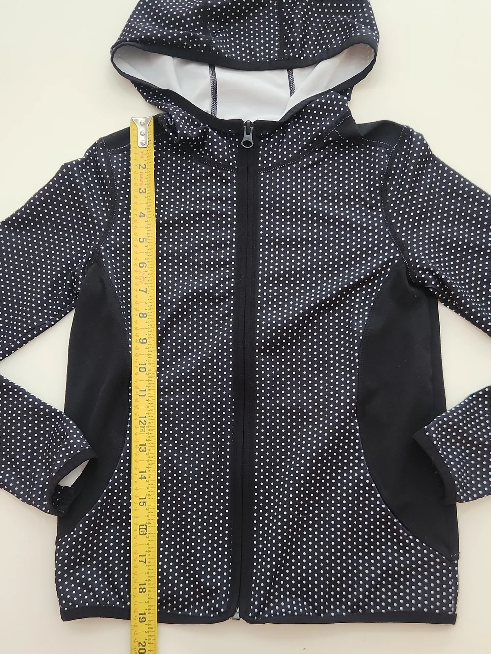 Z By Zella Black White Polka Dot Hooded Athletic Jacket Medium 8 10